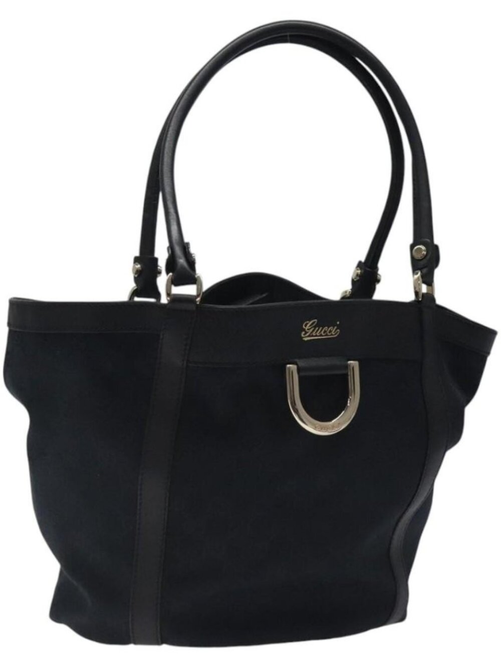 GUCCI GG Canvas Tote Bag Black Gold 211982 Auth 116603